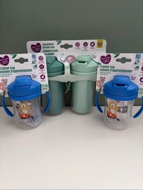Mint & Blue Kids Trainer and Insulated Straw Cup Set